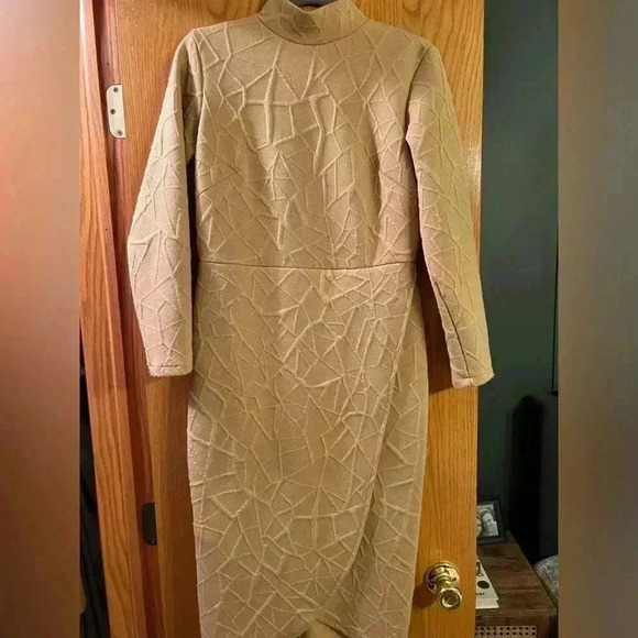 IVY CITY Faux wrap textured dress Mockneck Dress L - Picture 3 of 9